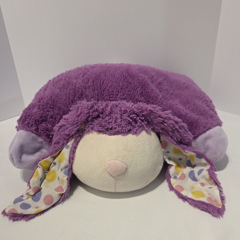 Rare Pillow Pets Bunny Rabbit Purple Polka dot 18" Plush Long Ears